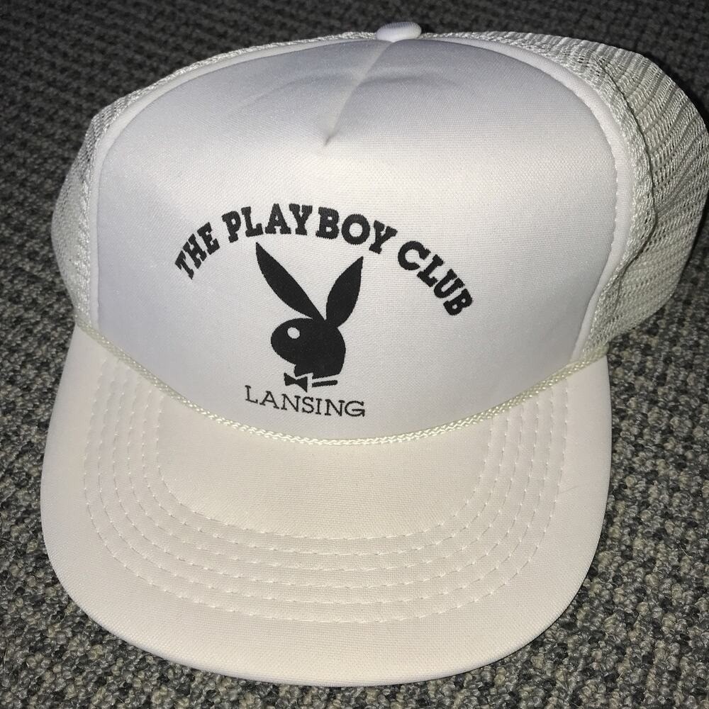 Playboy Club Lansing Osfa White Trucker Hat Vintage